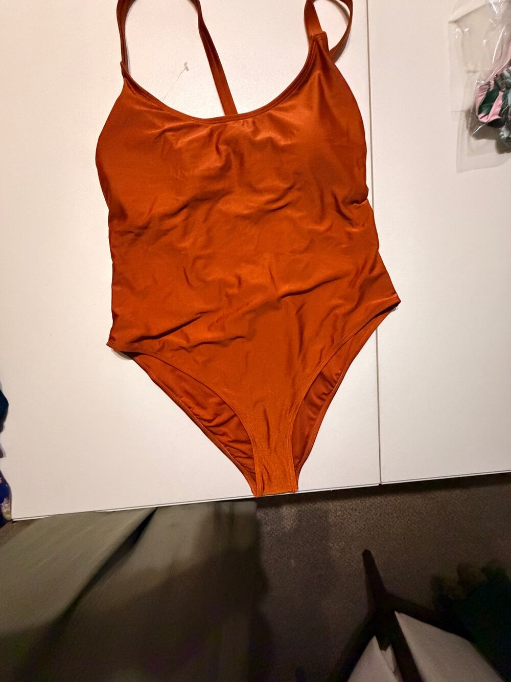 Forever 21 Rust Orange One Piece swimsuit cross back XL NWT